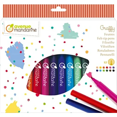 Abbildung von Avenue Mandarine CC030O Packung mit 12 Filzstiften, ideal für Bastelprojekte, abwaschbar, 1 Pack