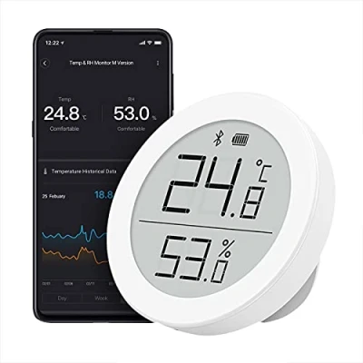 Abbildung von Qingping Temperatur und Feuchtigkeitsmonitor Mi Home Version, Indoor Digital Bluetooth Thermometer Hygrometer für Heimat Zimmer mit E Ink Anzeige