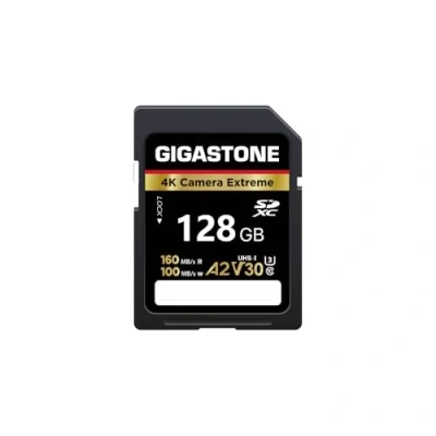 Abbildung von GIGASTONE A2 V30 SDXC Speicherkarte 128GB, 4 K Extreme Serie, 160 MB/s, Canon Nikon Sony Panasonic, U3 UHS I Klasse 10 für 4K UHD Video. 1 Mini Hülle