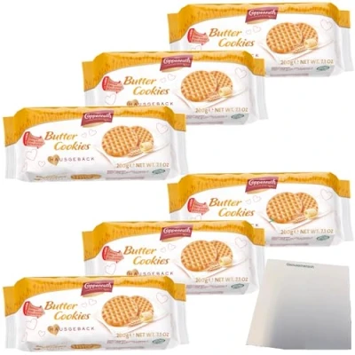 Abbildung von Coppenrath Butter Cookies Hausgebäck 6er Pack (6x200g Packung) + usy Block