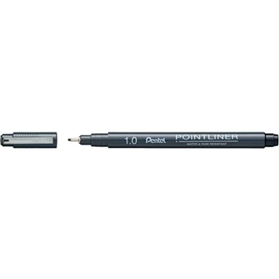 Abbildung von Pentel Pointliner S20P 10A, Fineliner, schwarz, wasserfest und lichtecht, 1.0 mm, 12 Stück