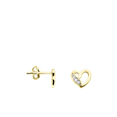 Abbildung von SOFIA MILANI Damen Ohrringe 925 Silber teils vergoldet/golden &amp; mit Zirkonia Steinen Bicolor Herzen Ohrstecker E1696