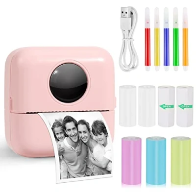 Abbildung von GuKKK Mini Drucker, Mobiler Fotodrucker, Tragbarer Wireless Fotodrucker Thermodrucker, Smartphone Bluetooth für Lernhilfe,Lernnotizen, Journal, Notizen, Journal