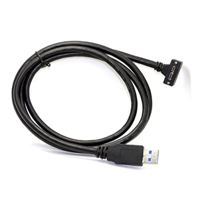 Abbildung von System S USB 3.0 A (Male) zu Micro Abwärts Gewinkelt 90 Grad Winkel 120cm High Speed Datenkabel Ladekabel mit Feststellschraube für Nikon D800 D800E D810