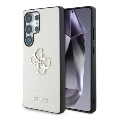 Abbildung von CG MOBILE Guess Grained Big 4G Logo Small Classic Hülle für Samsung Galaxy S25 Ultra (Beige)
