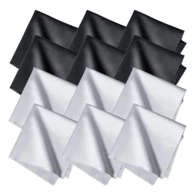 Abbildung von 12er Pack Brillenputztücher Mikrofasertücher für Brillen, Bildschirme, Tabletten, Gläser, 30 * 30cm Schwarz/Grau