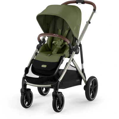 Abbildung von CYBEX Gold Kinderwagen GAZELLE S, Ab Geburt bis ca. 4 Jahre, Max. 22 kg (Single Modus) / 2x (Duo Modus), All in 1 System mit 20+ Konfigurationen, Moss Green