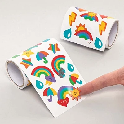 Abbildung von Baker Ross AX941 Regenbogen Sticker 600 Stück, Großpackung Aufkleber für Kinder zum Basteln, Gestalten und Dekorieren