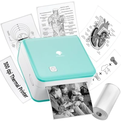 Abbildung von Phomemo Mini Drucker, Tiny Printer M02 Pro 300 DPI Drucker für Smartphone Kleiner Thermo Fotodrucker Aufkleber Etikettendrucker Lernen, Studiennotizen, Fotos, Etiketten,Geschenk