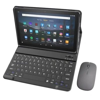 Abbildung von HLTOOP Tastatur Hülle für Amazon Fire HD 10 Tablet (13. Generation, 2023), Abnehmbare Bluetooth Mit Maus,German Keyboard
