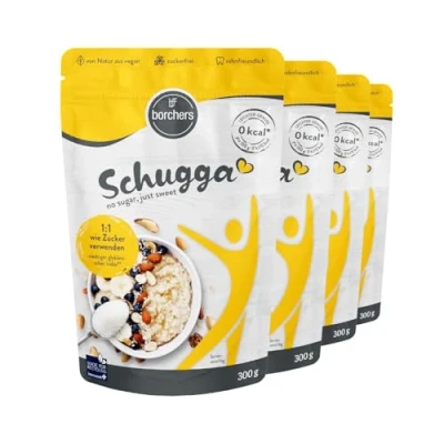 Abbildung von 4x borchers Schugga 300g No sugar, just sweet Erythrit mit Sucralose Kristalline Streusüße Zuckeralternative Süßungsmittel Beutel