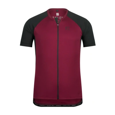 Abbildung von Rad Trikotjacke. Bikewear. Rundhals. Halbarm. hinten Saumtaschen