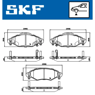 Abbildung von SKF VKBP 80383 A Bremsbelagsatz mit akustischer Verschleißwarnung