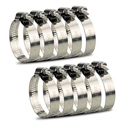 Abbildung von InduSKY Schlauchschelle Set 27 51mm Einstellbare Edelstahl Schlauch Clips Rohrschellen Schlauchklemmen Sortiment Kit für Haus Gas Rohr, Wasser Tank, Automobil Tubing 10 Stücke (27 51mm)