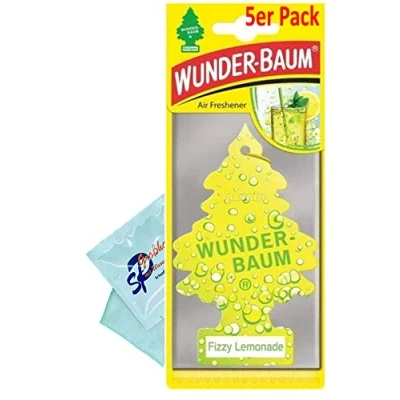 Abbildung von 5 Stück Fizzy LimonadeWunder Baum Lufterfrischer Duftbaum Wunderbaum Original inkl. 2 x Glasreinigungstuch von SP Gro0handel