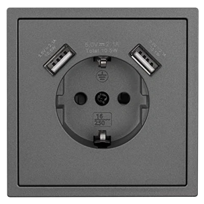 Abbildung von MC POWER Steckdose 2x USB Anschluss Typ A I Shallow Schutzkontaktsteckdose Wandsteckdose mit 5V/2,1A für Smartphone Tablet