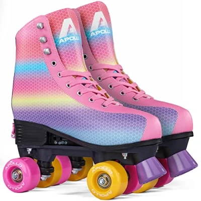Abbildung von Apollo Disco Roller, Classic Roller Rollschuhe für Kinder und Erwachsene größenverstellbare Quad Skates, 3 Größen, verstellbar von 31 bis 42 Damen in schicken Designs