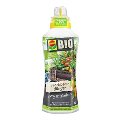 Abbildung von COMPO BIO Hochbeetdünger, Für alle Obst und Gemüsepflanzen, 100% natürliche vegane Inhaltsstoffe, Flüssig Dünger, 1 L, Hochbeetkonzept