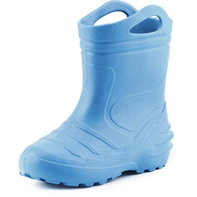 Abbildung von Ladeheid Gummistiefel Kinder federleichte Eva Regenstiefel für Mädchen und Jungen Thermo gefüttert KL051 (Hellblau, 27 EU)