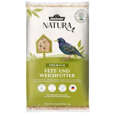 Abbildung von Dehner Natura Premium Wildvogelfutter, Fettfutter / Weichfutter, Ganzjahresfutter artgerecht kraftspendend , hochwertiges Vogelfutter für Wildvögel, 5 kg