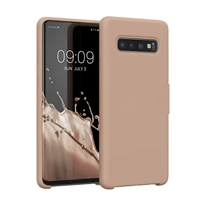 Abbildung von kwmobile Hülle kompatibel mit Samsung Galaxy S10 Silikon Handy Case Handyhülle weiche Oberfläche kabelloses Laden Altrosa matt