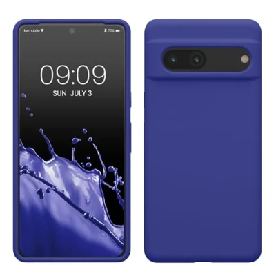 Abbildung von kwmobile Hülle kompatibel mit Google Pixel 7 Silikon Handy Case Handyhülle weiche Oberfläche kabelloses Laden Blauviolett