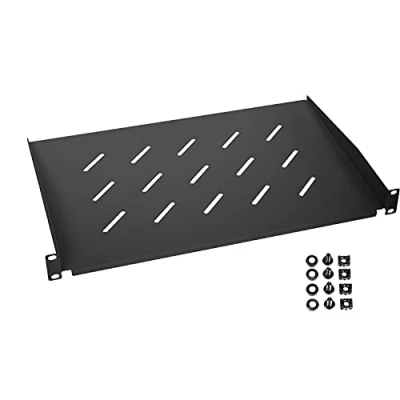 Abbildung von HMF 65499 Fachboden für Serverschrank 19 Zoll 1 HE 300 mm Einbautiefe Schwarz