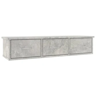 Abbildung von vidaXL Wand Schubladenregal mit 3 Schubladen Wandregal Wandschrank Hängeschrank Wandgarderobe Hängeregal Betongrau 88x26x18,5cm Holzwerkstoff