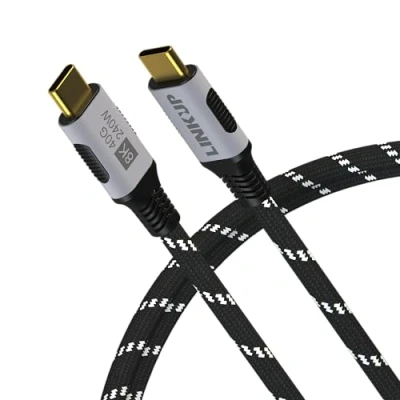 Abbildung von LINKUP USB 4.0 240W 40Gbps Typ C Thunderbolt 4 Kabel [1,2m] 8K@60Hz Video Superschnell Laden und Daten Robust ummantelt Kompatibel mit iPhone 15/16 Pro/Max MacBook Pro/Air iPad Pro Galaxy S23