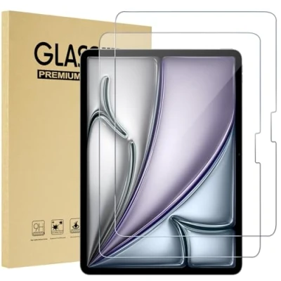 Abbildung von ProCase 2 Stück Schutzfolie für iPad Air 13 Zoll 2024 (M2), 9H gehärtetes Schutzglas Displayschutzfolie Schutz Folie Screen Protector 13&quot; M2