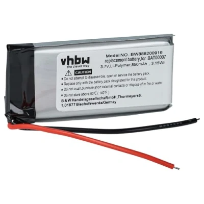 Abbildung von vhbw 1x Akku Ersatz für Cardo BAT00007 Wireless Headset Kopfhörer (850 mAh, 3,7 V, Li Polymer)