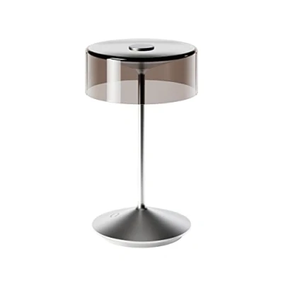 Abbildung von LED Akkutischleuchte Numotion, silber, Glas, IP54, dimmbar