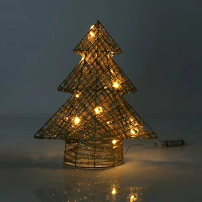 Abbildung von com four® LED Deko Baum Weihnachten Weihnachtsdekoration Tannenbaum mit und Timer Aufsteller Weihnachtsbaum warm weißem Licht (01 Stück 32cm Timer)