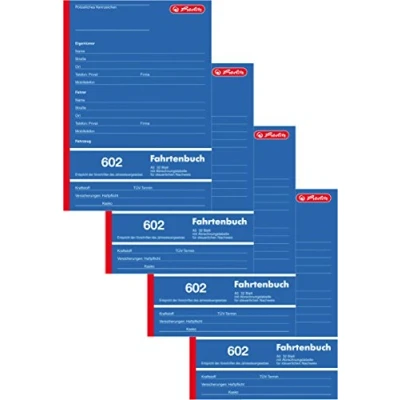 Abbildung von Herlitz 840637 Fahrtenbuch 602, A5 hoch, 32 Blatt (4 Stück)