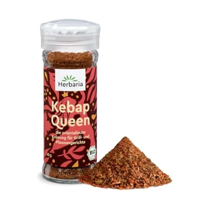 Abbildung von Herbaria Kebap Queen Bio 40g Streuer fertiges Gewürz für orientalische Grill &amp; Pfannengerichte mit erlesenen Zutaten im praktischen Glas Gewürzstreuer