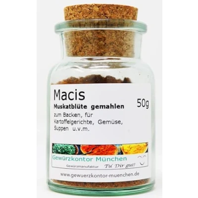 Abbildung von Macis, Muskatblüte gemahlen 50g im Glas Gewürzkontor München