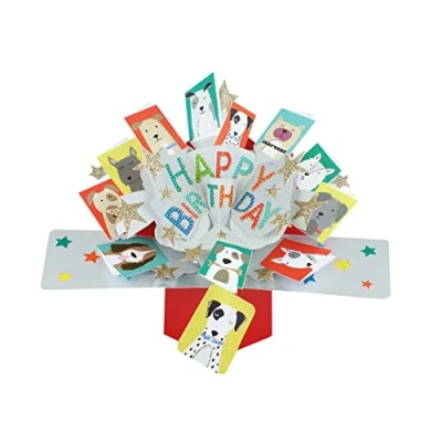 Abbildung von Suki Gifts POP137 Pop Up Grusskarte Happy Birthday Hunde/Geburtstag, mehrfarbig