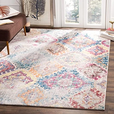 Abbildung von SAFAVIEH Traditionell Teppich für Wohnzimmer, Esszimmer, Schlafzimmer Bristol Collection, Kurzer Flor, Blau und Hellgrau, 183 X 274 cm