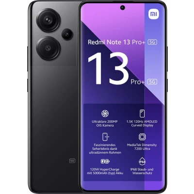 Abbildung von Xiaomi Redmi Note 13 Pro+ 5G 12GB/512GB Schwarz mit klarmobil Vertrag unbegrenzt telefonieren + 40000 MB