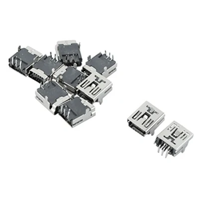 Abbildung von sourcing map 10 Stücke Montagezubehör Mini USB 5P Buchse 5 Pin Jack Stecker Lötend Connector Adapter