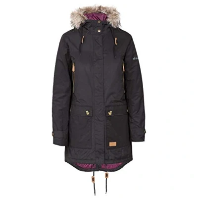 Abbildung von Trespass Clea, Black, XXL, Wasserdichte Jacke mit Einrollbarer Kapuze für Damen, XX Large / 2XL 2X Large, Schwarz