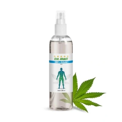 Abbildung von Dr. Hall CBD + Kräuter Spray, 250 ml Hautpflege mit Hanföl &amp; Kräuterextrakten, belebendes Körperspray einfacher Anwendung