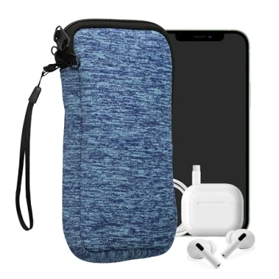 Abbildung von kwmobile Handytasche für Smartphones XL 6,7/6,8&quot; Neopren Handy Hülle Meerblau Hellblau Tasche 17,2 x 8,4 cm Innenmaße