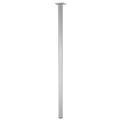 Abbildung von Wagner Möbelbein/Tischbein/Möbelfuß Classic Retro Ø 30 x 800 mm, integrierte Anschraubplatte 60 Innengewinde 10 Stahl pulverbeschichtet Aluminium Silber 12128001
