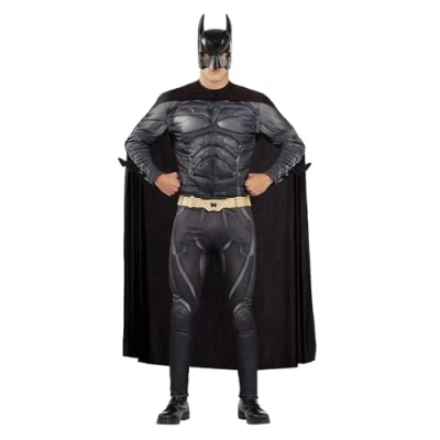 Abbildung von Funidelia Batman Kostüm für Herren The Dark Knight, Superhelden, DC Comics, Fledermausmann Erwachsene &amp; Verkleidung Partys, Karneval Halloween Größe 3XL Schwarz