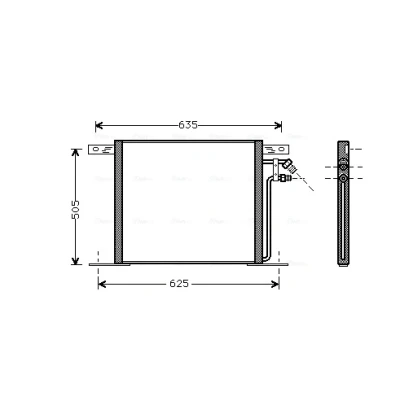 Abbildung von AVA COOLING SYSTEMS MS5220 Klimakondensator ohne Trockner 14mm 8,5mm Aluminium 519mm R1234yf MERCEDES BENZ: V Klasse