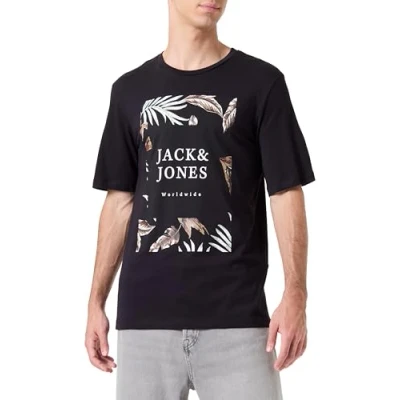 Abbildung von JACK &amp; JONES Herren Jjfloor Tee Ss Crew Neck T Shirt, Schwarz, S