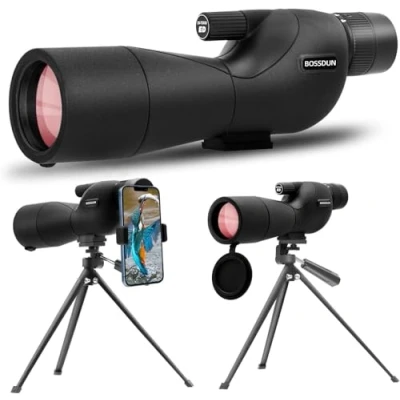 Abbildung von 25 75X60 Spektive für Zielschießen, Jagd, Vogelbeobachtung, Wildtierbeobachtung. Low Light Vision Spektiv mit Metall Stativ, Telefon Adapter, Tragetasche, BAK4 Prisma, FMC Objektiv, beschlagfrei (60B)