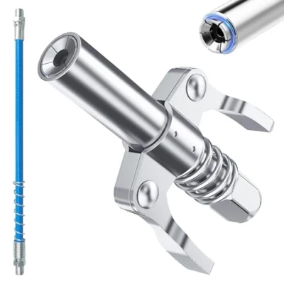 Abbildung von CPYJW Fettpresse Mundstück,Fettpresse für Schmiernippel Doppelgriff G Coupler Mit 30cm Schlauch Verriegelungszange Kupplung Passend Standard M6/M8/M10/M12/M14