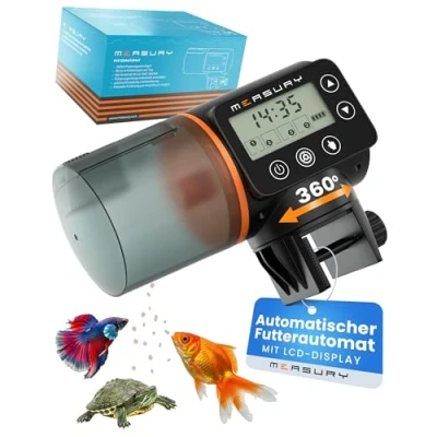 Abbildung von Measury Futterautomat Aquarium, Automatische Fischfütterung bis zu 4 Mal am Tag Futterspender Fische, Fischfutterautomat